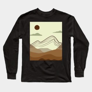 Boho Neutral Minimalist Landscape Nature Mounted Print Long Sleeve T-Shirt